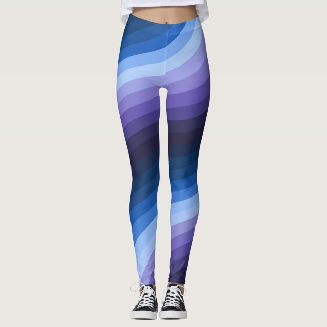 Abstrakter Diagonaler Regenbogenwirbel Leggings (Vorderseite)