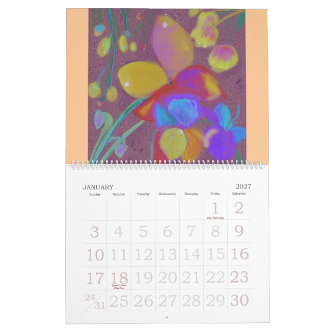 ABSTRAKTER DIGITAL-BLUMEN-Kalender Kalender (Jan 2027)