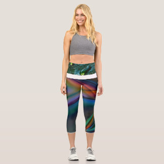 Abstrakter Digitaler Netzwerkdruck Hochtaillierte Capri Leggings