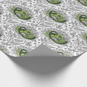 Abstrakter Doodle-Kunststil Blumen Schattierungen  Geschenkpapier