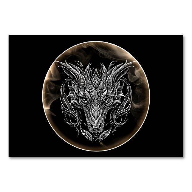 Abstrakter Drachenkopf in der Ästhetik Tischnummer (Vorderseite)