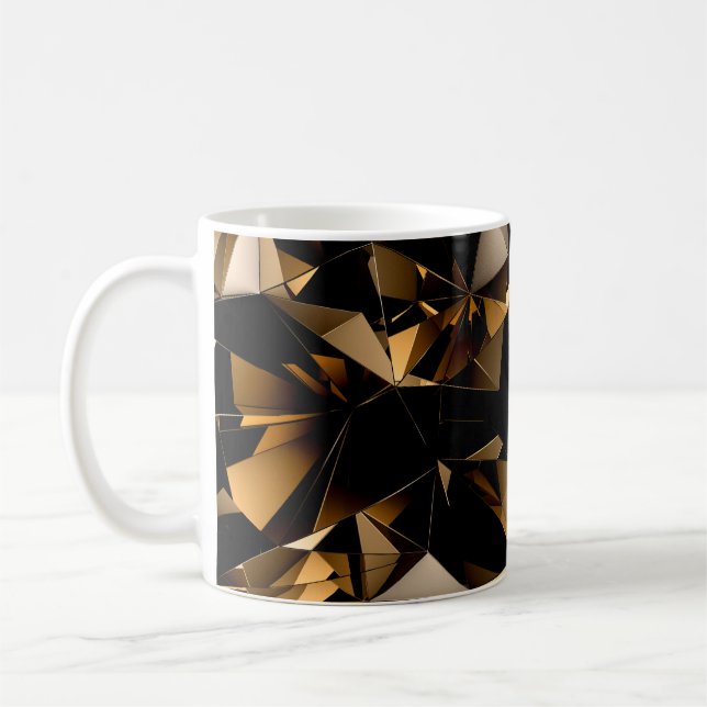 Abstrakter dreieckiger Kristallhintergrund. Kaffeetasse (Links)