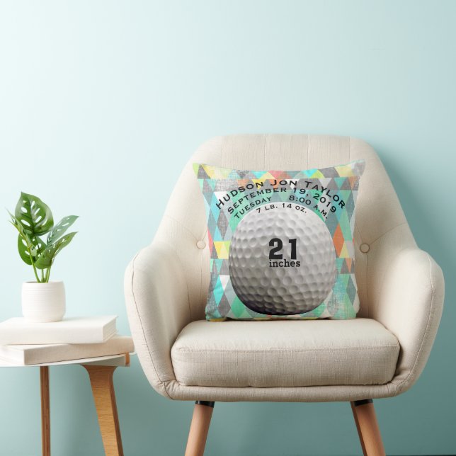 Abstrakter Dreiecks-Golfball-Jungen-Geburtsrekord Kissen (Stuhl )