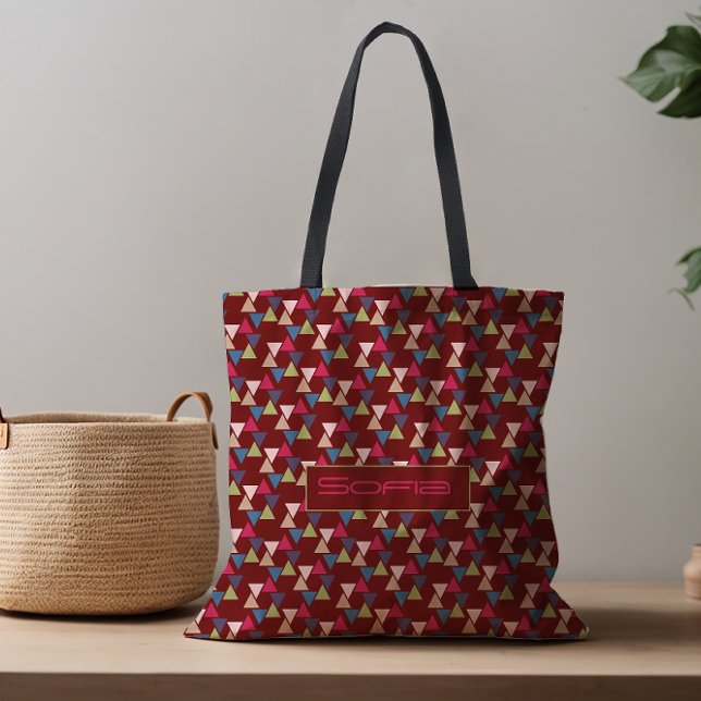Abstrakter Dreiecksmuster Name dunkelrote Tasche (Von Creator hochgeladen)