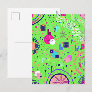 Abstrakter Druck in Limettengrün Postkarte