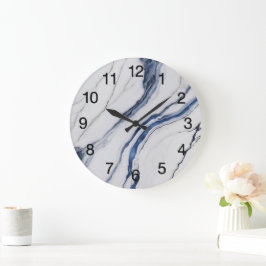 Abstrakter dunkelblauer grüner Nebel-Fraktal Große Wanduhr