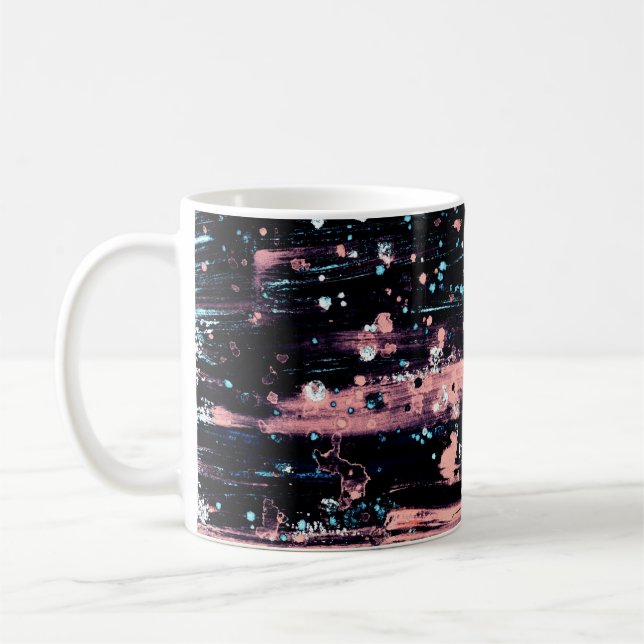 Abstrakter dunkelgrauer und rosa Hintergrund Kaffeetasse (Links)