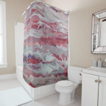 Abstrakter Duschvorhang in Rosa und Silber