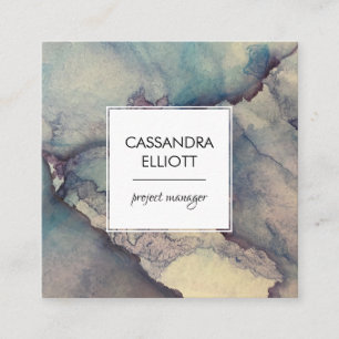 Abstrakter Dusty Blue Lila Alkohol Tinte Flüssigke Quadratische Visitenkarte