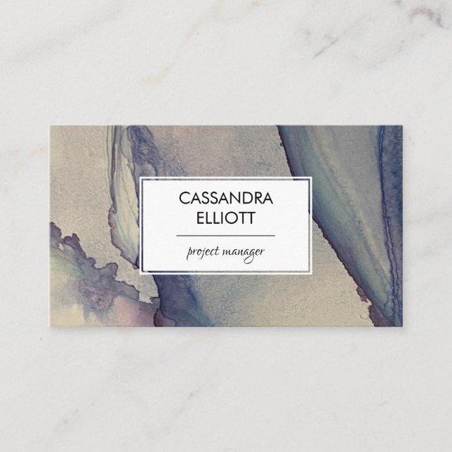 Abstrakter Dusty Blue Lila Alkohol Tinte Flüssigke Visitenkarte (Vorderseite)