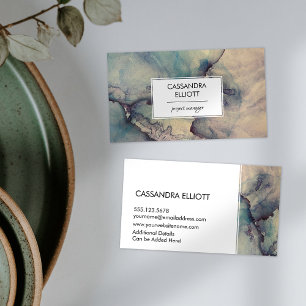 Abstrakter Dusty Blue Lila Alkohol Tinte Flüssigke Visitenkarte
