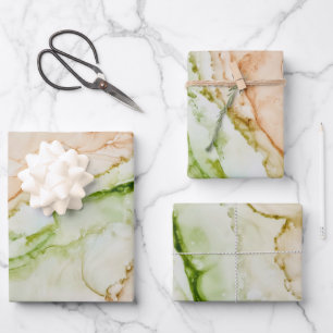 Abstrakter Elegant Jade Green Blush Peach Geschenkpapier Set