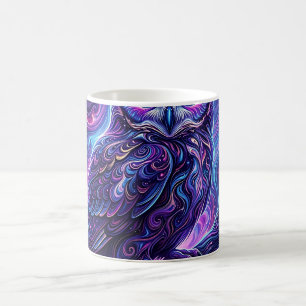Abstrakter Eulen-Kosmik-Lila-Kaffeebecher Kaffeetasse