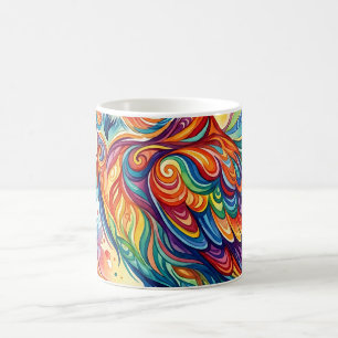 Abstrakter Eulen-Regenbogen-Wasserfarben-Kaffeebec Kaffeetasse