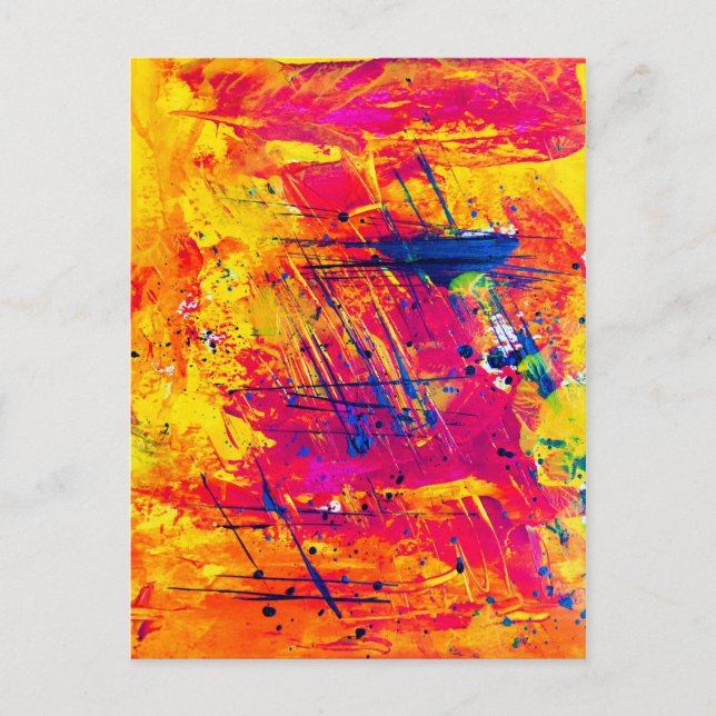Abstrakter Expressionismus Art Orange Yellow Blue Postkarte (Vorderseite)