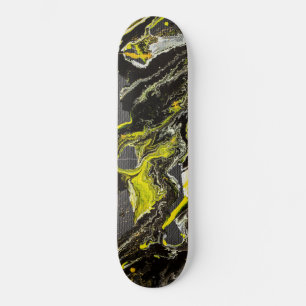 Abstrakter Expressionismus Schwarz und Gelb Skateboard