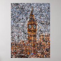Abstrakter Expressionist Big Ben London Drip Art