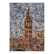 Abstrakter Expressionist Big Ben London Drip Art