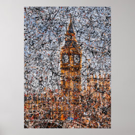 Abstrakter Expressionist Big Ben London Drip Art Poster