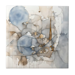 Abstrakter Expressionist in Beige Grau Fliese