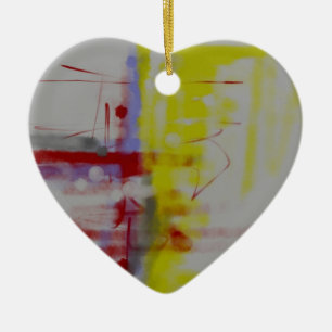 Abstrakter Expressionist in Graurot Keramik Ornament