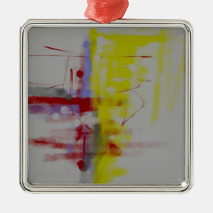 Abstrakter Expressionist in Graurot Silbernes Ornament