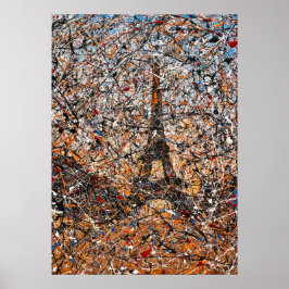 Abstrakter Expressionist Paris Eiffelturm Drip Art Poster