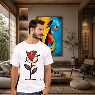 Abstrakter Expressionist Rose Moderne Blumenkunst T-Shirt