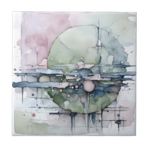 Abstrakter Expressionist von Aquarellfarbe, Grün B Fliese