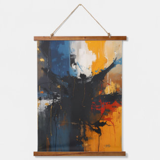 Abstrakter Expressionist Wandteppich Mit Holzrahmen