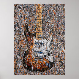 Abstrakter Expressionistischer E-Gitarre-Drip-Art Poster