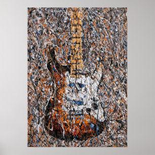 Abstrakter Expressionistischer E-Gitarre-Drip-Art Poster