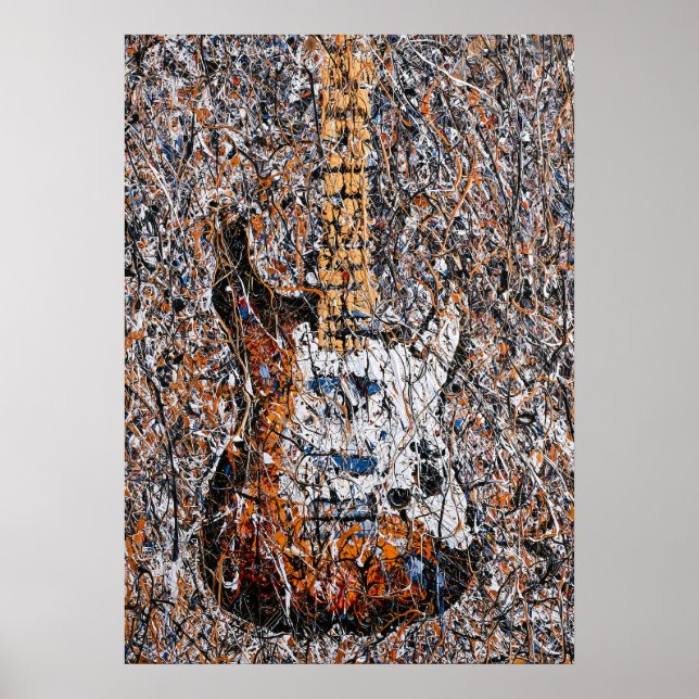 Abstrakter Expressionistischer E-Gitarre-Drip-Art Poster (Vorne)