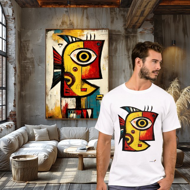 Abstrakter expressionistischer Fisch | Moderne geo T-Shirt (Von Creator hochgeladen)