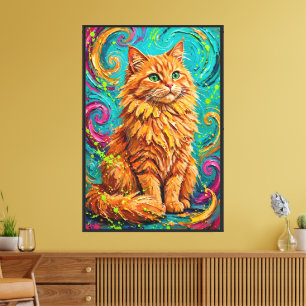 Abstrakter expressionistischer flauschiger Katzenl Leinwanddruck