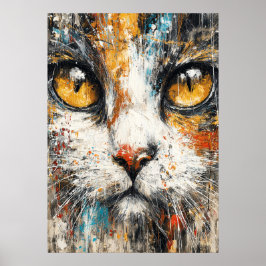 Abstrakter expressionistischer Katzenporträt moder Poster