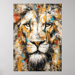 Abstrakter expressionistischer Löwenporträt modern Poster