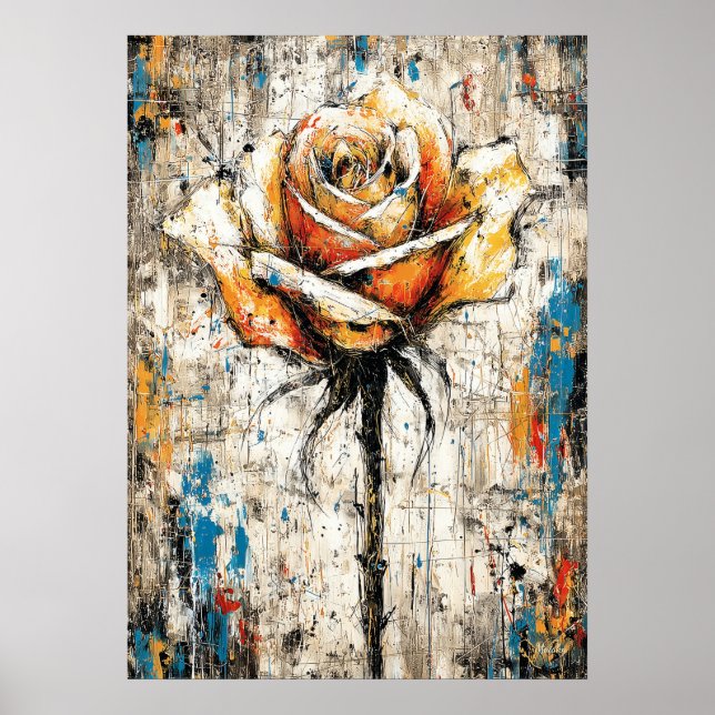 Abstrakter expressionistischer Rosenmalerei modern Poster (Vorne)