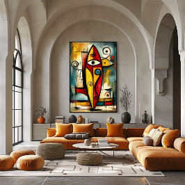 Abstrakter Expressionistischer Surfbrett – Symboli Poster