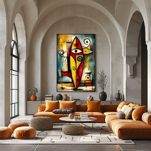 Abstrakter Expressionistischer Surfbrett – Symboli Poster