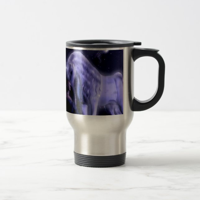 Abstrakter Fantasie Puple FeeUnicorn Reisebecher (Rechts)