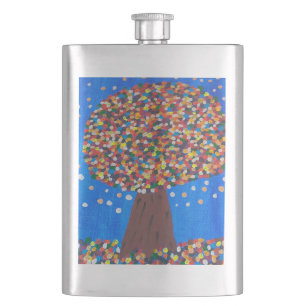 Abstrakter farbenfroher Baum Flachmann