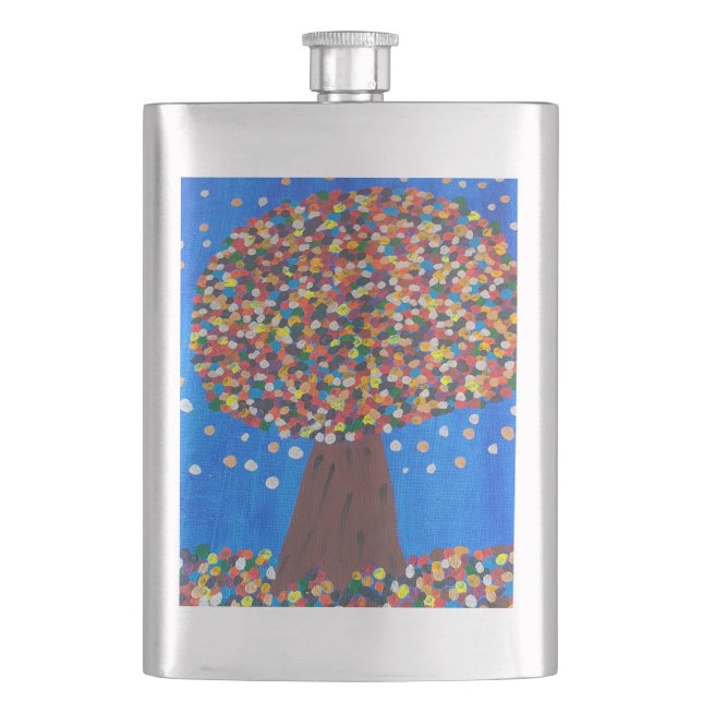 Abstrakter farbenfroher Baum  Flachmann (Vorderseite)