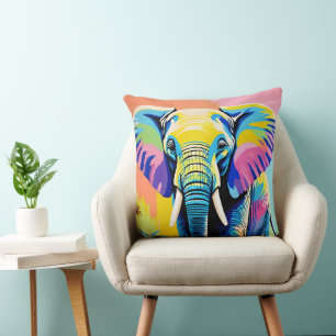 Abstrakter farbenfroher Elefant Kissen