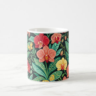 Abstrakter farbenfroher Orchideen-Schmetterlinge-K Kaffeetasse