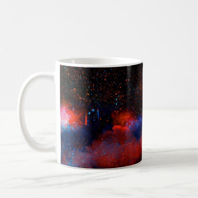 Abstrakter farbiger Aquarellhintergrund,  Kaffeetasse (Links)