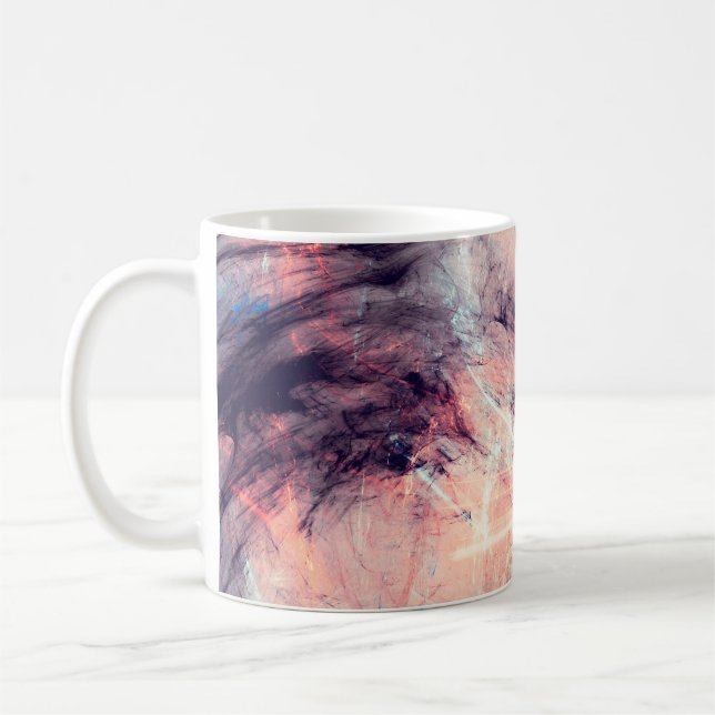 Abstrakter farbiger dynamischer Hintergrund mit Li Kaffeetasse (Links)