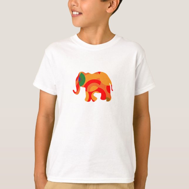 Abstrakter, farbiger geometrischer Elefant T-Shirt (Vorderseite)