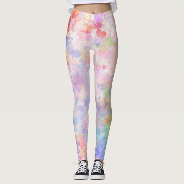 Abstrakter farbiger Spritzer Paint Rainbow Version Leggings (Vorderseite)
