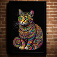 Abstrakter farbiger Zeichn einer Katze 2:3 II